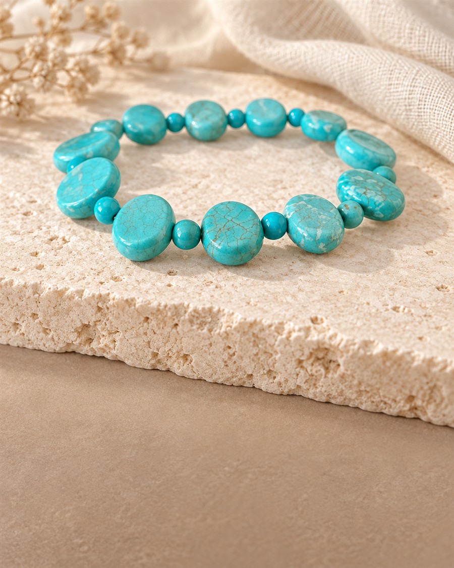 Armband Nr. 7 – Ein Hauch von Türkis auf hellem Naturstein